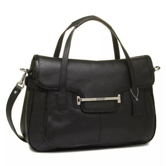 Euc Coach Taylor Black Saffiano Leather Shoulder Bag Purse - Picture 1 of 13